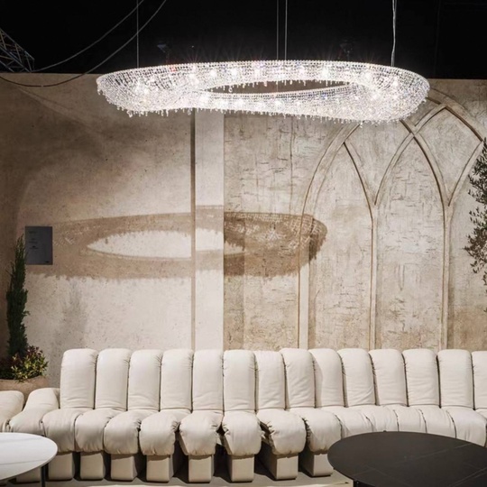 Люстра подвесная, серебро, хрусталь, ZOE 102*40*15 металл, G9.