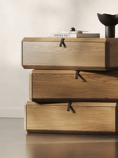 Тумбочка прикроватная, крутящиеся ящики, ореховый цвет, 3 ящ., 50х40х48 см