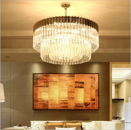 Люстра подвесная, золотой, стекло, AYLA 60*40, металл, E14.