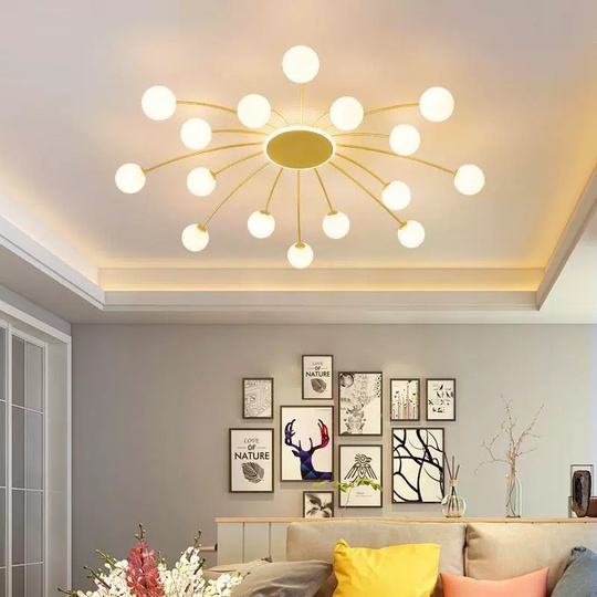 Люстра золотая Unevio, металл, стекло матовое, 80*17 см, светодиодная, LED, G9