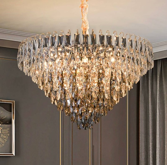 Люстра подвесная ERIM 50*31 золото, кристалл, металл, Е14.