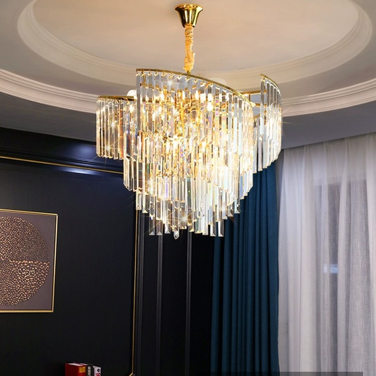 Люстра подвесная, золото, кристалл, HISA 60*35, металл, E14.