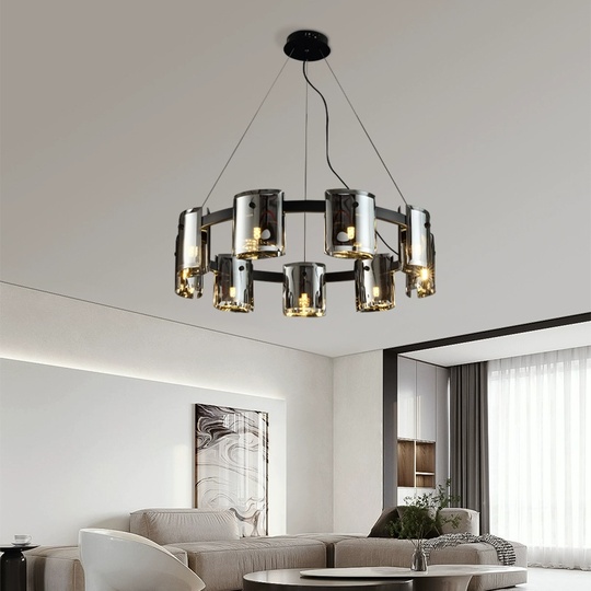 Люстра подвесная, черный, стекло, MELLIFLUOUS 60*17, металл, G9.