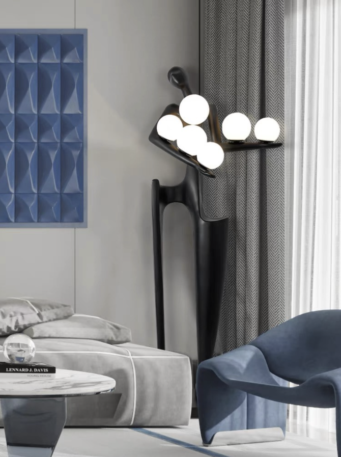 торшер черный светодиодный Beautiful Lady, 70*180 см, E27 из стекловолокна - напольный торшер